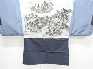 アンティーク　時代人物風景模様肩裏本場村山泥大島紬男物羽織